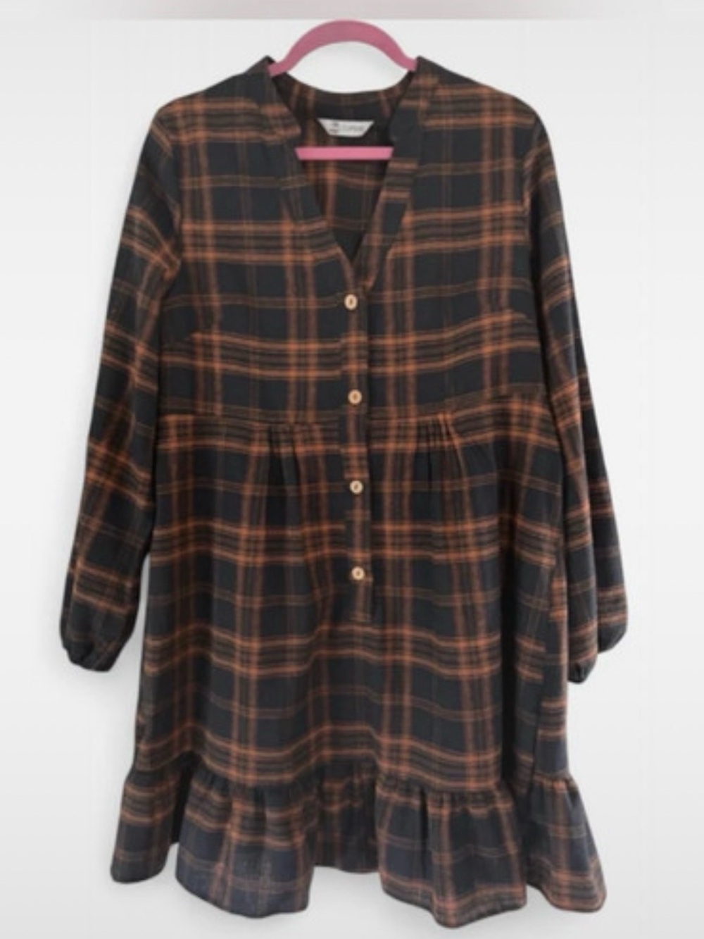 Cupshe Black and Rust Orange Plaid Midi